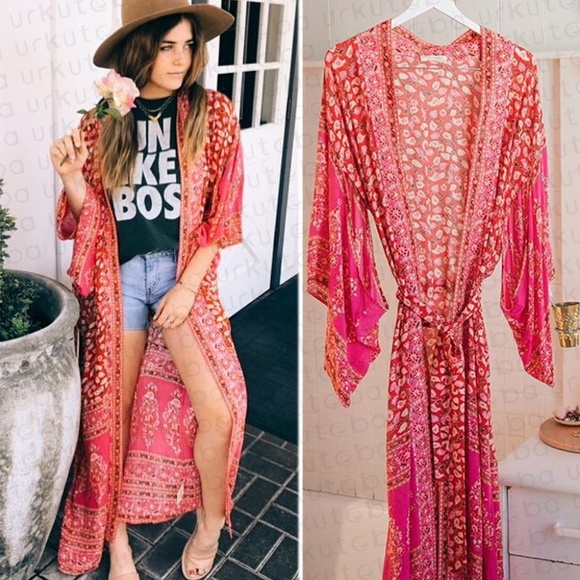 Boutique Chiffon Floral Kimono Duster Maxi Jacket - Picture 8 of 8